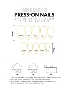 VV MEI JIA ER Elevate Your Style with 24pcs Long Almond Pink Glossy Ombre Fake Nail & 1pc Nail File & 1sheet Tape - Multicolor - View 4