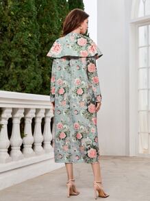 Modelyn Floral Print Open Front Coat & Dress - Mint Green - View 2