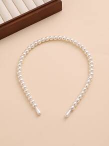 Băng đô trang trí ngọc trai giả - trắng - Xem 2