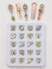 20 件 Y2K 美学水钻心形设计美甲装饰 DIY 指甲饰品 指甲宝石 美甲用品