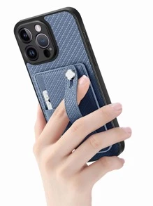 素色手機殼帶腕帶支架和插卡槽 - 藍色 - 查看 2