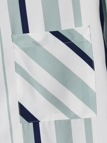 Manfinity Men Plus Striped Print Pocket Patched Shirt - Multicolor - View 3