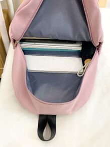 Túi đi học có khóa kéo tối giản dành cho sinh viên mới tốt nghiệp, cô gái tuổi teen, sinh viên năm nhất, sinh viên năm hai, trung học cơ sở và trung học phổ thông, đại học và trung học phổ thông, hoàn hảo cho hoạt động ngoài trời, du lịch và quay lại trường học - Hồng - Xem 4