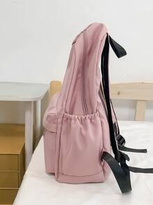 Túi đi học có khóa kéo tối giản dành cho sinh viên mới tốt nghiệp, cô gái tuổi teen, sinh viên năm nhất, sinh viên năm hai, trung học cơ sở và trung học phổ thông, đại học và trung học phổ thông, hoàn hảo cho hoạt động ngoài trời, du lịch và quay lại trường học - Hồng - Xem 5