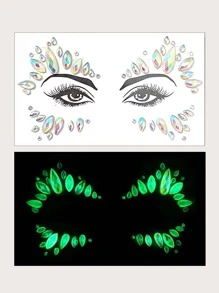1 Pieza Pegatinas 3D con forma de gota luminosa con cristales de diamante para ojos, pegatinas para cara, manualidades, fiesta, antifaz, pegatinas para el Body con brillo - Multicolor - Ver 1