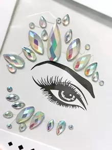 1 Pieza Pegatinas 3D con forma de gota luminosa con cristales de diamante para ojos, pegatinas para cara, manualidades, fiesta, antifaz, pegatinas para el Body con brillo - Multicolor - Ver 5