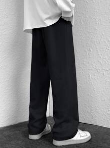 Claim Dot Pantalones Holgados Con Letras Y Gráficos Con Cordón De Ajuste Para Cintura De Hombres - Negro - Ver 2