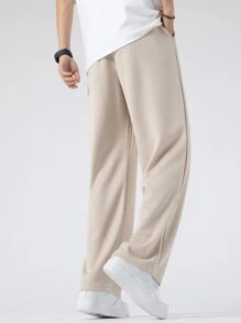 Manfinity Hypemode Loose-Fit Men's Pants With Letter Patch Detail And Adjustable Drawstring Waist - Apricot - View 2