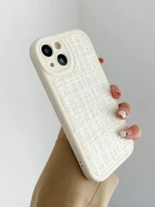 1入組TPU氣囊針織布手機殼，適用於 iPhone11 11PRO 11PROMAX 12 12PRO 12PROMAX 13 13PRO 13PROMAX XR XS XSMAX 14 14PRO 14PLUS 14PROMAX - 米色 - 查看 2