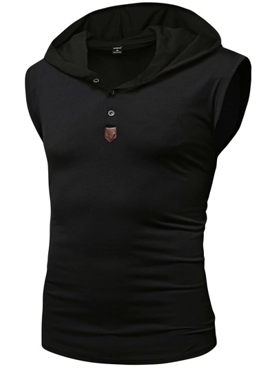 لباس علوي تانك بتفاصيل مرقع قبعة للرجال