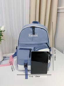 字母貼花裝飾功能背包書包，適合畢業生、青少年女孩、新生、大二、大三、大學、大學和高中，非常適合戶外、旅行和返校 - 藍色 - 查看 7