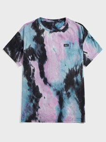 Manfinity Men Plus Tie Dye Letter Patched Detail Tee - Multicolor - View 3