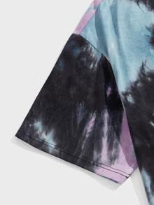 Manfinity Men Plus Tie Dye Letter Patched Detail Tee - Multicolor - View 5