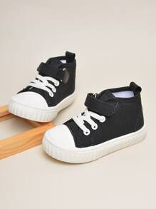 男孩高幫魔術貼帆布鞋 - 黑色 - 查看 5