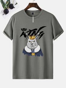 Manfinity Men Cartoon & Letter Graphic Tee & Drawstring Waist Shorts - Multicolor - View 6