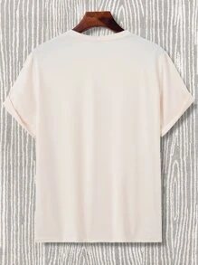 Manfinity Hombres Camiseta con estampado floral - Beis - Ver 2