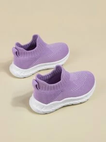 Kids' Breathable Slip-On Casual Sneakers, Soft Uppers & Non-Slip Rubber Outsole, Suitable For All Seasons - Mauve Purple - View 6