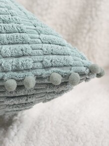 1pc Pom Pom Decor Cushion Cover Without Filler - Green - View 3