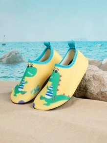 男孩卡通圖案一腳蹬水襪 - 黃色 - 查看 3