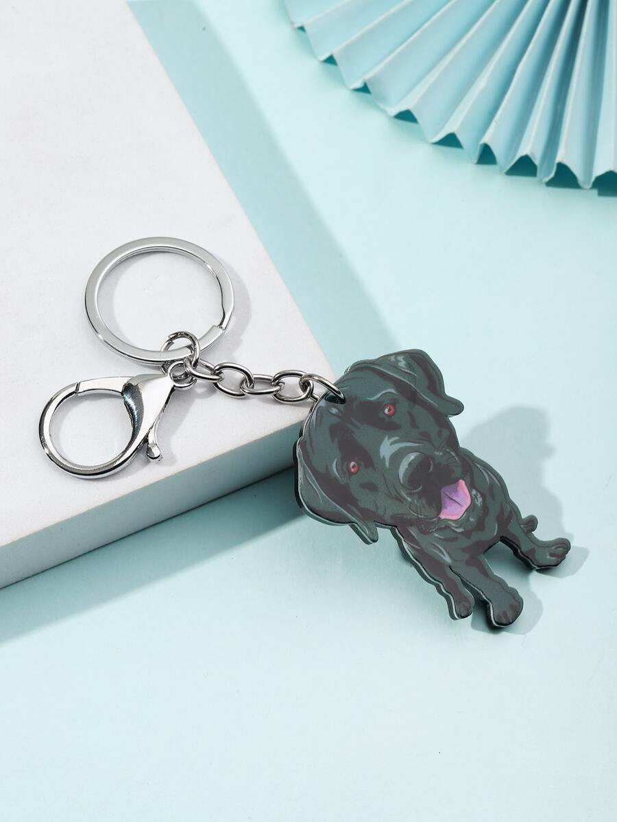 卡通狗吊墜鑰匙圈 - 彩色 - 查看 1