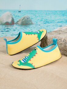 男孩卡通圖案一腳蹬水襪 - 黃色 - 查看 4