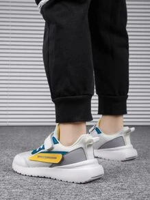 運動戶外跑步鞋撞色前綁帶運動鞋