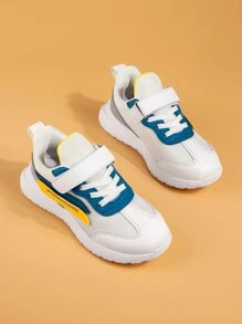 運動戶外跑步鞋撞色前綁帶運動鞋