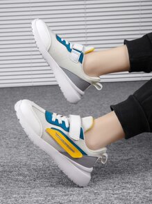 運動戶外跑步鞋撞色前綁帶運動鞋