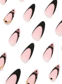 Nâng cấp vẻ ngoài của bạn với 24 móng tay giả hình trái tim màu đen mờ dài Stiletto & 1 giũa móng tay & 1 tờ băng dính - Nhiều màu - Xem 5