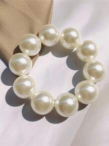 優雅1個人造珍珠編織髮圈