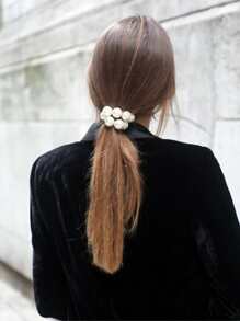 優雅1個人造珍珠編織髮圈