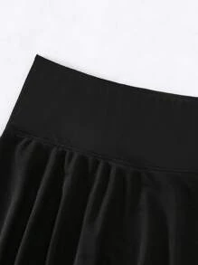 Swim Vcay Summer Beach Ruffle Hem Bikini Skort - Black - View 8