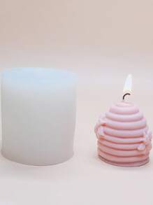 1pc Bee Decor Silicone Candle Mold - White - View 1