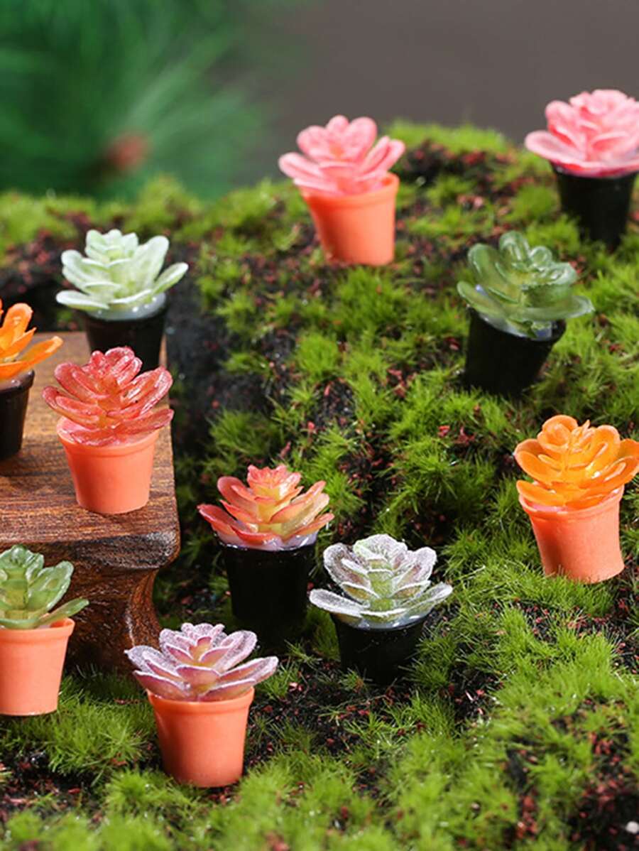 3 piezas Adorno de jardín planta en maceta al azar - Multicolor - Ver 1