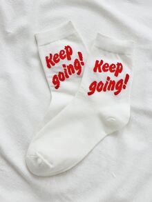 Calcetines de tripulación con estampado de slogan - Multicolor - Ver 6