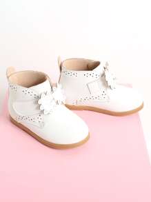 Girls Bow Decor Hollow Out Boots - White - View 3
