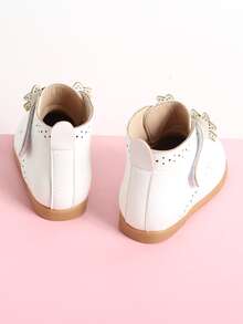 Girls Bow Decor Hollow Out Boots - White - View 5
