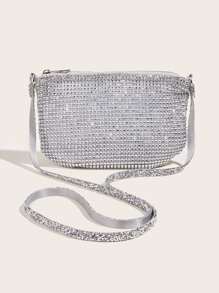 Vincy Glitter Handbag Evening Bag With Sparkling Rhinestone Decoration, Can Be Used As Crossbody Or Handheld. Fashionable And Versatile Women's Bag