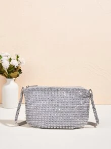 Vincy Glitter Handbag Evening Bag With Sparkling Rhinestone Decoration, Can Be Used As Crossbody Or Handheld. Fashionable And Versatile Women's Bag