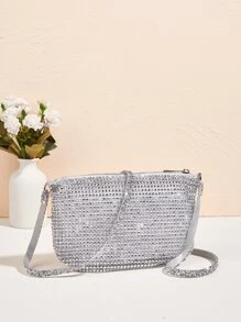 Vincy Glitter Handbag Evening Bag With Sparkling Rhinestone Decoration, Can Be Used As Crossbody Or Handheld. Fashionable And Versatile Women's Bag