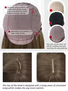 alicegarden 1 片合成耐热短直发假发，带刘海，16 英寸长，纤维制成，时尚假发，自然逼真