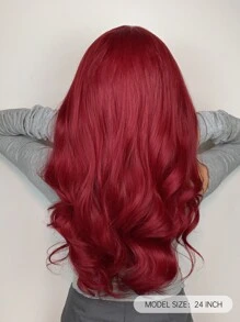HAIRCUBE 24 Inch Rượu Vang Đỏ Chia Giữa Dài Xoăn Đẹp Gợi Tình Đảng Thời Trang Tổng Hợp Bộ Tóc Giả Dành Cho Nữ - Màu Đỏ Sâu - Xem 2
