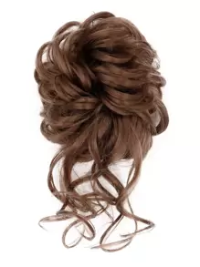 Natural Short Curly Synthetic Hair Updo - Light Brown - View 1