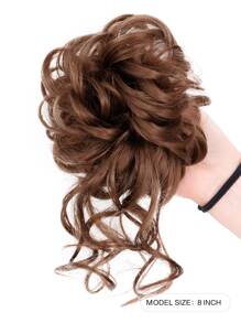 Natural Short Curly Synthetic Hair Updo - Light Brown - View 2