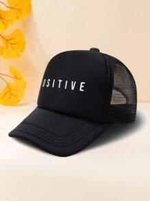 Men Letter Graphic Trucker Hat Street - Black - View 2