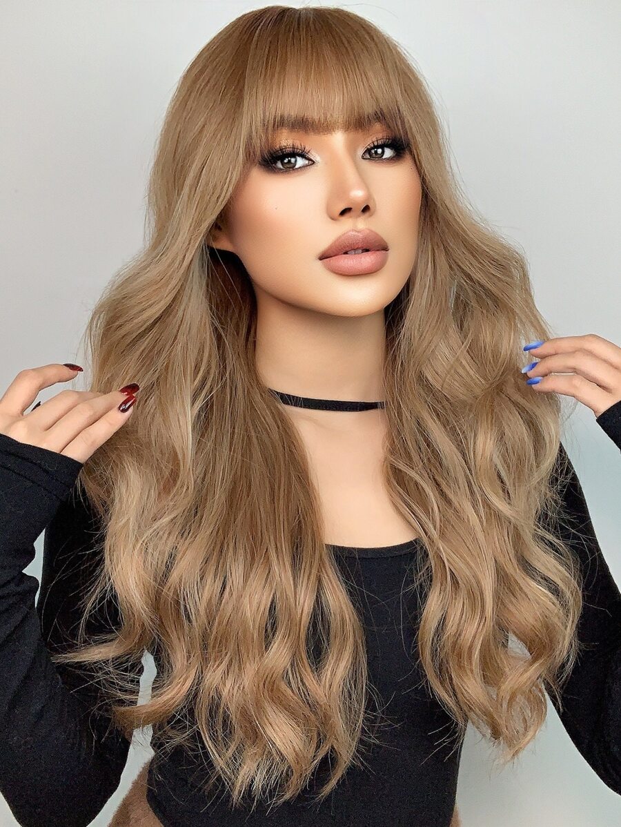 Haircube 26 Inch Nâu Nổ Trung Bình Dài Xoăn Duyên Dáng Mê Hoặc Gợi Tình Tổng Hợp Bộ Tóc Giả Dành Cho Nữ - Ombre - Xem 1