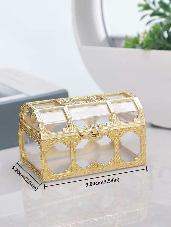 1pc Clear Treasure Chest Shaped Desktop Storage Box SHEIN USA
