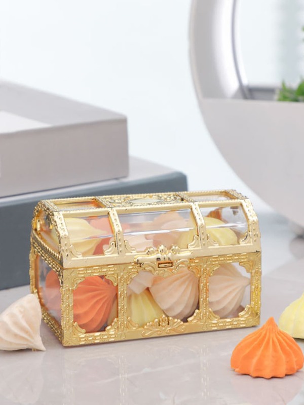 1pc Clear Treasure Chest Shaped Desktop Storage Box SHEIN USA