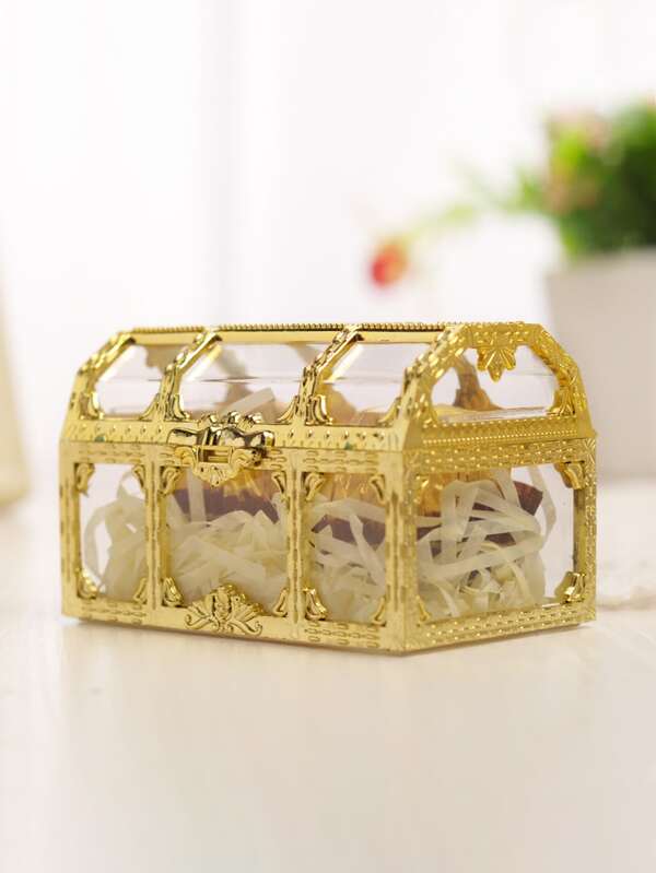 1pc Clear Treasure Chest Shaped Desktop Storage Box SHEIN USA