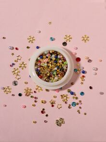 1box Christmas 3D Rhinestone & Faux Pearl Design Nail Art Decoration - Multicolor - View 4